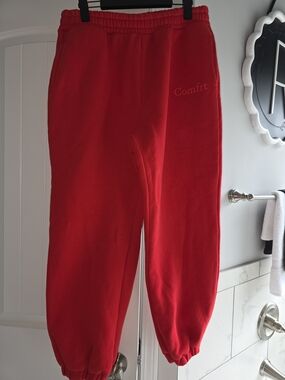 Comfrt- Red Fleece Jogger Pants- XL